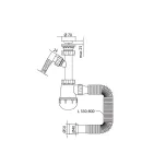 Сифон для кухонной мойки MIXXUS 1 1/2″x40 с литым выпуском и отводом для стиральной машины — фото 2