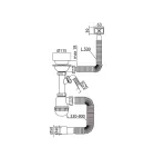 Сифон для кухонної мийки MIXXUS 3 1/2″x40 з пластиковою чорною сіткою, відводом для пральної машини та гнучким — фото 2