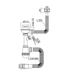 Сифон для кухонної мийки MIXXUS 3 1/2″x40 з нержавіючою сіткою, відводом для пральної машини та гнучким прямокутним — фото 2