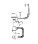 Сифон для кухонної мийки MIXXUS 3 1/2″x40 з пластиковою білою сіткою, відводом для пральної машини та гнучким — фото 2