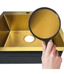 Кухонная мойка MIXXUS MH5843 MICRO DECOR BRUSHED GOLD из нержавеющей стали, цвет матовое золото, 3.0/0.8 — фото 2