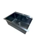 Кухонна мийка MIXXUS MH5843 MICRO DECOR BLACK з нержавіючої сталі, колір чорний матовий, 3.0/0.8 — фото 2