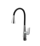 Змішувач для кухні MIXXUS PREMIUM MATIS 011-T NUT REFL.BLACK, хром і чорний силіконовий вилив — фото 3