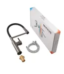 Смеситель для кухни MIXXUS PREMIUM PULL 017 GRAPHITE REFL.BLACK с гибким силиконовым изливом, графит и чёрный — фото 2