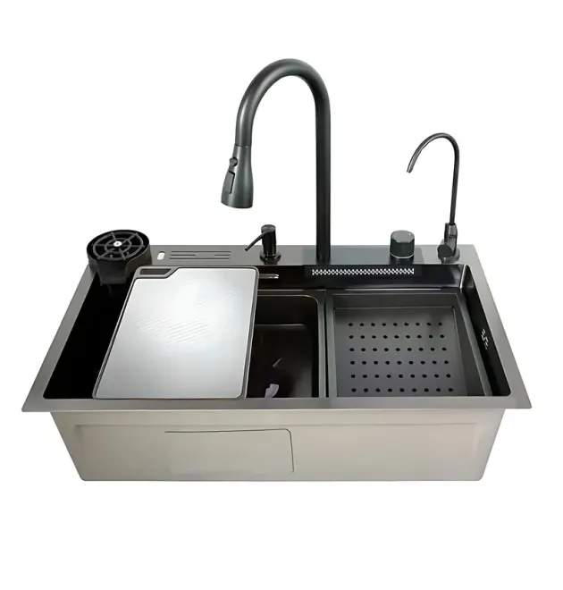 Мойка Workstation MIXXUS MH7546-SET-08 MICRO DECOR GRAPHITE со встроенным смесителем фото - 1