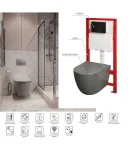Комплект: MIXXUS PREMIUM ELLIPSE-SET-2101 GRAY Унітаз система змиву TORNADO 3.0+ Інсталяція KOER KT-0404 + панель KT-0604-07 GUN GRAY (MP6668) фото - 9