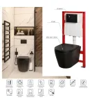 Комплект: MIXXUS PREMIUM BEVEL-SET-2101 BLACK Унітаз система змиву TORNADO 1.0+ Інсталяція KOER KT-0404 + панель KT-0604-05 BLACK MAT (MP6669) фото - 2
