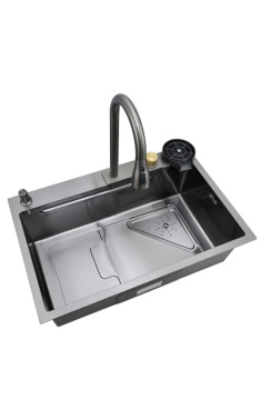 Мийка Workstation MIXXUS PREMIUM MH7246-SET-01 NANO-BLACK з вбудованим змішувачем