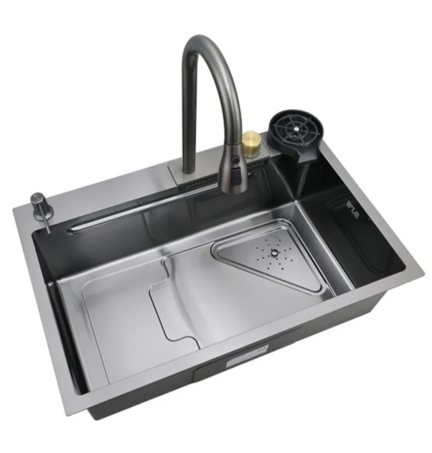 Мийка Workstation MIXXUS PREMIUM MH7246-SET-01 NANO-BLACK з вбудованим змішувачем фото - 1