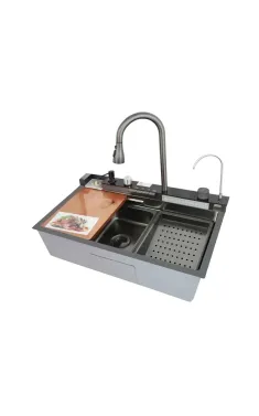 Мойка Workstation MIXXUS MH7546-SET-06 DECOR NANO-BLACK со встроенным смесителем