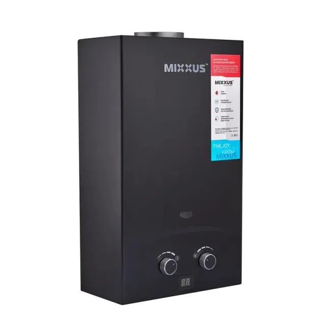Газова колонка MIXXUS GWH-0210 BASIC BLACK димохідна 10 л/хв (колір чорний) (WH0023) фото - 1