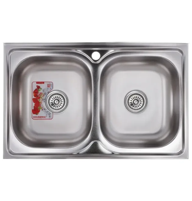 Мийка кухонна ZERIX Z8050D-08-180E DOUBLE (satin) (ZM0569) фото - 1