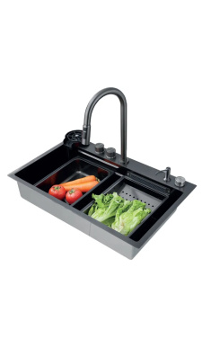 Мойка Workstation ZERIX ZH7546-SET-01 NANO-BLACK со встроенным смесителем