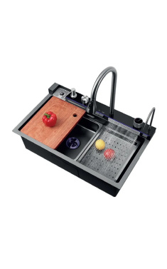 Мойка Workstation ZERIX ZH7546-SET-02 DECOR NANO-BLACK со встроенным смесителем