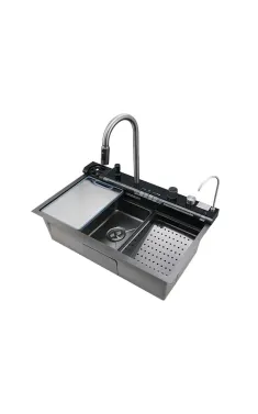 Мойка Workstation ZERIX ZH7546-SET-05 DECOR GRAPHITE со встроенным смесителем