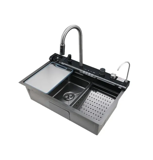 Мойка Workstation ZERIX ZH7546-SET-05 DECOR GRAPHITE со встроенным смесителем фото - 1