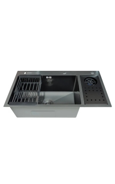 Мийка для кухні з нерж. сталі ZERIX ZH8245-SET-08 MICRO DECOR GRAPHITE (колір графіт) (ZM5594)