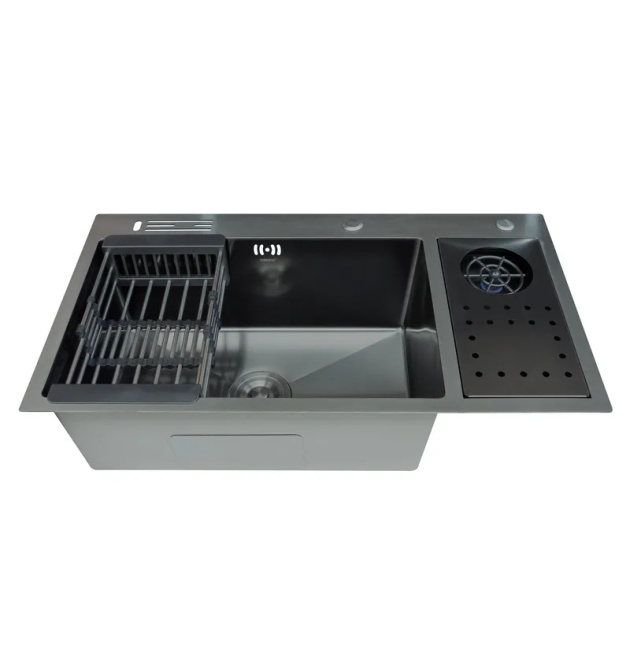 Мийка для кухні з нерж. сталі ZERIX ZH8245-SET-08 MICRO DECOR GRAPHITE (колір графіт) (ZM5594) фото - 1