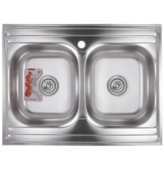 Мийка кухонна Zerix Z8060B-08-180MD Double (micro decor) (ZS0611) фото - 1