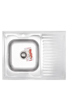 Кухонна мийка накладна ZerixZ8060L-06-160E (Satin) (ZX1616)