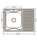 Кухонна мийка накладна ZerixZ8060L-06-160E (Satin) (ZX1616) фото - 3