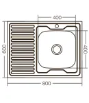 Кухонна мийка накладна ZerixZ8060R-06-160E (Satin) (ZX1617) фото - 3