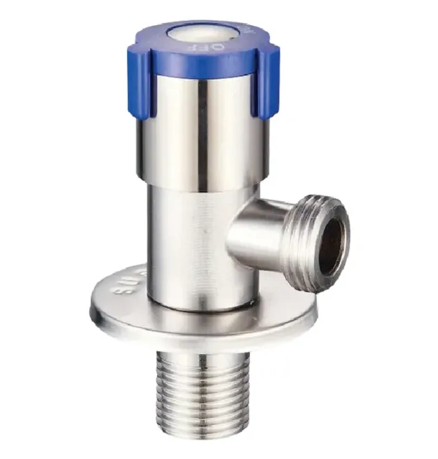 Кран для подключения сантехприборов Zerix VAL-06-1/2x1/2 из нержавеющей стали SUS304 (синий) (ZX5099) фото - 1