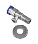 Кран для подключения сантехприборов Zerix VAL-06-1/2x1/2 из нержавеющей стали SUS304 (синий) (ZX5099) фото - 3