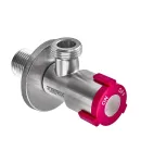 Кран для подключения сантехприборов Zerix VAL-07-1/2x1/2 из нержавеющей стали SUS304 (красный) (ZX5100) фото - 3