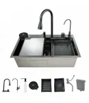 Мойка Workstation ZERIX ZH7546-SET-07 DECOR NANO-BLACK со встроенным смесителем фото - 4