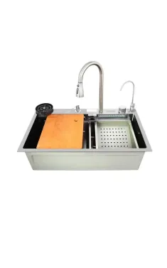 Мийка Workstation ZERIX ZH7546-SET-07.SUS304 DECOR з вбудованим змішувачем