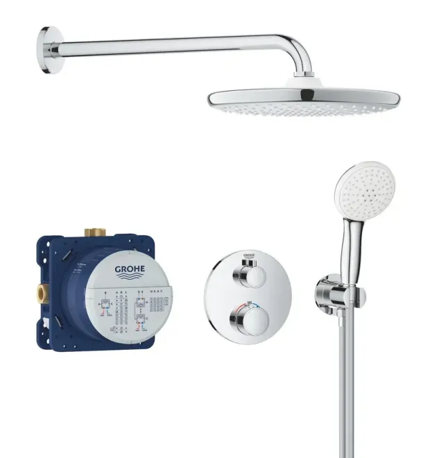 Душова система Grohe Grohtherm 34872000 прихованого монтажу з термостатом для ручного та верхнього душу, хром