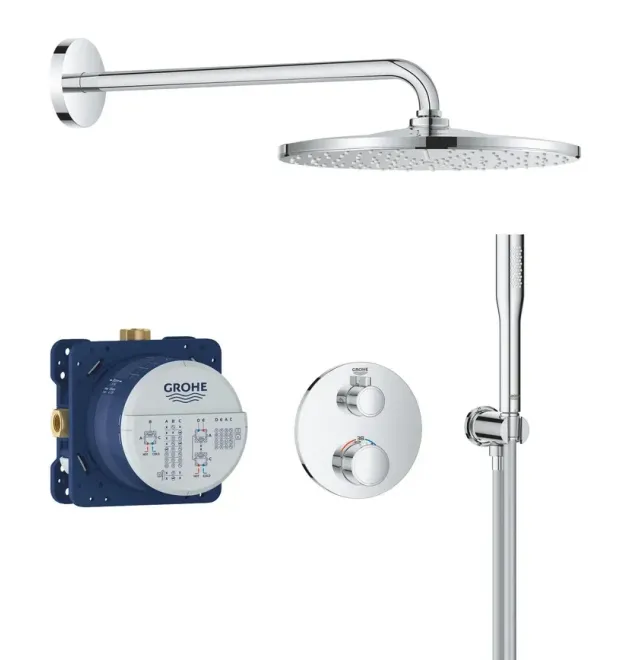 Душова система прихованого монтажу Grohe Grohtherm з термостатом і верхнім душем Rainshower Mono 310, хром (34869000)
