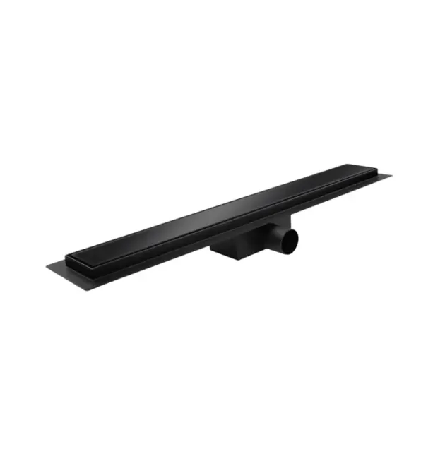 Душевой трап KOER FD08-70x600-GLASS BLACK из нерж. стали SUS304 70x600мм со стеклянной панелью (Цвет черный) (KR5140)