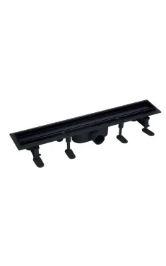 Душовий трап MIXXUS Drain 06 Black, пластикова основа, накладка з нержавіючої сталі SUS 304, 70×600 мм, чорний
