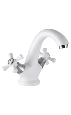 Двухвентильный смеситель для умывальника MIXXUS OMEGA 161 WHITE, белый