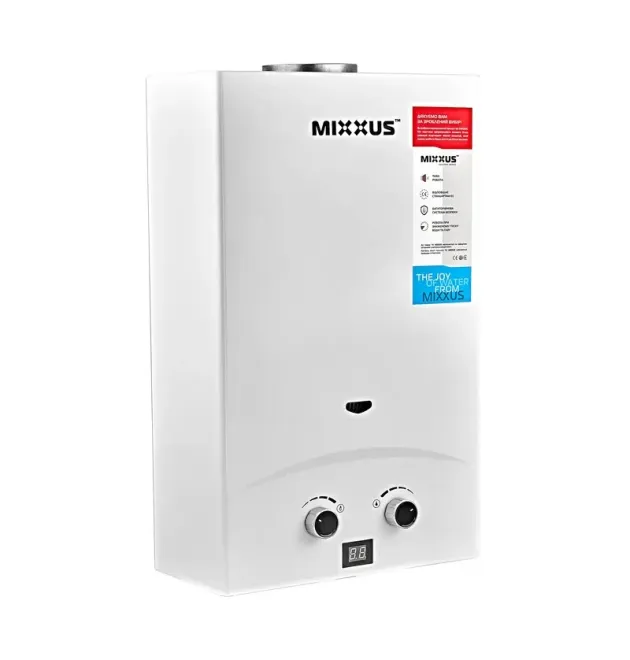 Газова колонка MIXXUS Basic White димохідна, 10 л/хв, біла