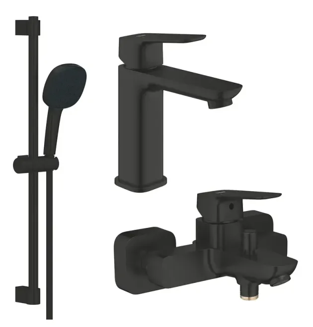 Комплект змішувачів для ванни Grohe Cubeo, чорний матовий, UA125246M243