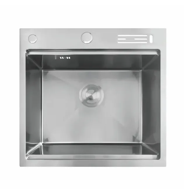Кухонна мийка MIXXUS MH5050-SK NANO-SILVER 3.0/0.8 з нержавіючої сталі, зі сходинкою для сушарки та підставкою під ножі