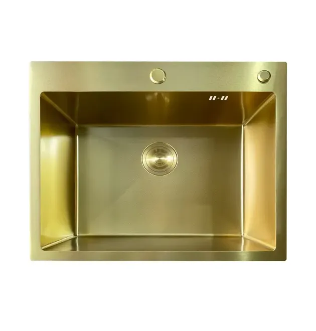 Кухонна мийка MIXXUS MH6050 MICRO DECOR з нержавіючої сталі, матове золото, 3.0/0.8
