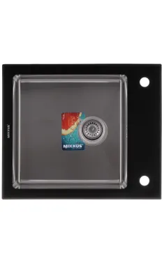 Кухонная мойка MIXXUS MX6051-200×1.2-HM-GLASS из нержавеющей стали, черный глянец