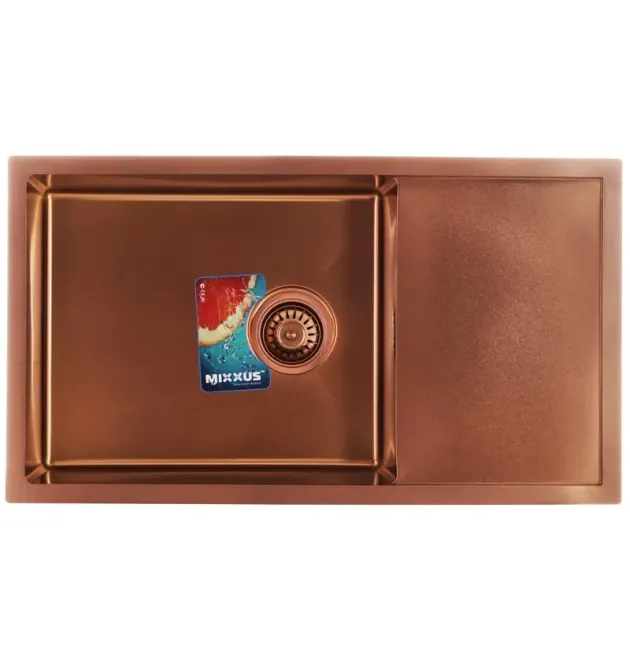 Кухонна мийка MIXXUS MX7844-200×1.2-PVD-BRONZE з нержавіючої сталі, бронза