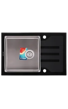 Кухонная мойка MIXXUS MX7851-200×1.2-HM-GLASS из нержавеющей стали, черный глянец