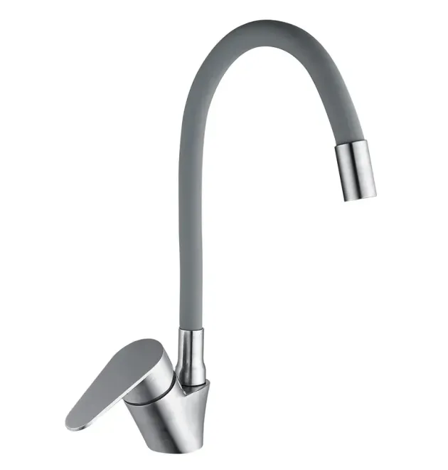 Смеситель для кухни MIXXUS ASA-011 REFL.GRAY с гибким изливом из нержавеющей стали SUS304, нержавеющая сталь/серый