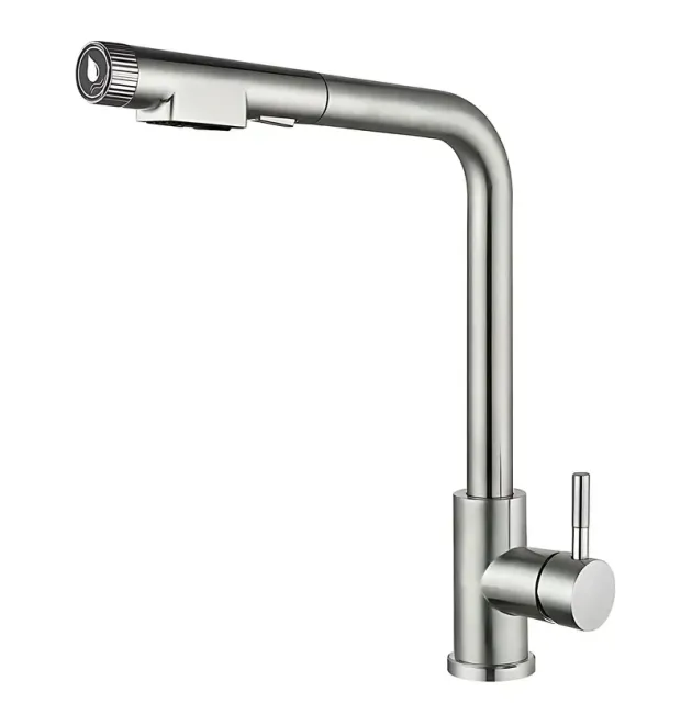 Кухонный смеситель MIXXUS LUX-021 PULL с выдвижным изливом из нержавеющей стали SUS304