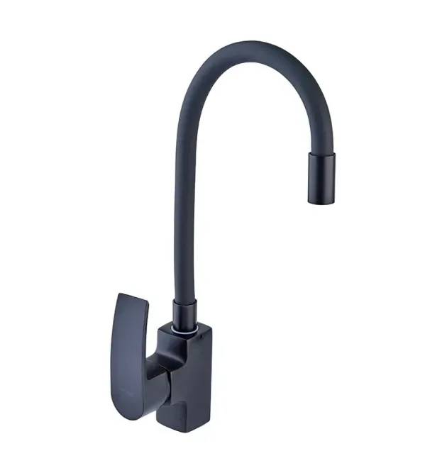 Смеситель для кухни MIXXUS MAGNUM 011 NUT BLACK с гибким чёрным изливом, чёрный