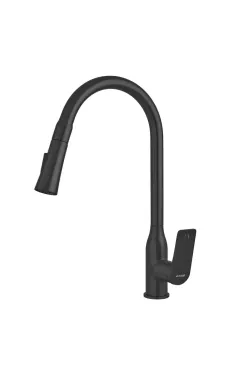 Смеситель для кухни MIXXUS PREMIUM DERBY 014 NUT BLACK с выдвижным изливом, чёрный матовый