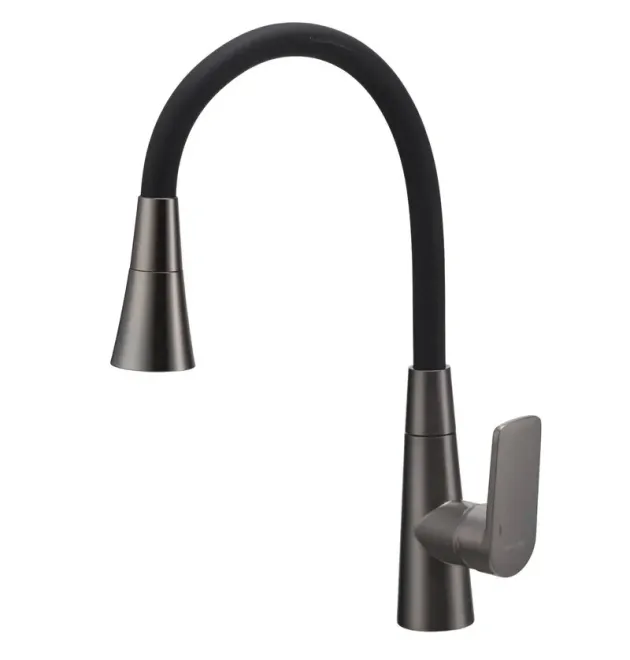 Кухонний змішувач MIXXUS PREMIUM MATIS 011-T NUT GRAPHITE REFL.BLACK з гнучким силіконовим виливом, графіт і чорний