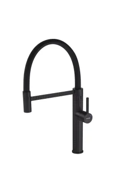 Смеситель для кухни MIXXUS PREMIUM OLIWER 017 BLACK REFL.BLACK с гибким чёрным изливом