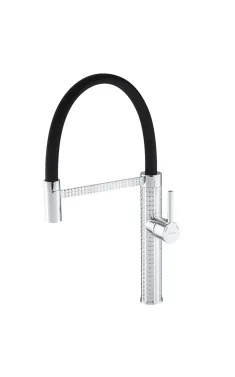 Смеситель для кухни MIXXUS PREMIUM OLIWER 017 REFL.BLACK с гибким изливом, хром и чёрный